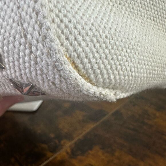 Jimmy Choo Pegasi Large Canvas Tote Bag Off White Neutral Star Studded - Picture 7 of 16